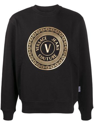 Versace Jeans Couture metallic logo print jumper - Black