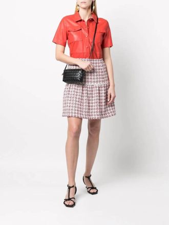 Ferragamo Womens Textured A-Line Skirt In Beige