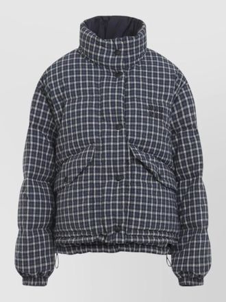 Miu Miu reversible checked down jacket high collar