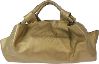 Loewe Anagram Logo Nappa Aire Hand Bag Leather Gold Leather Handbag (Pre-Owned)