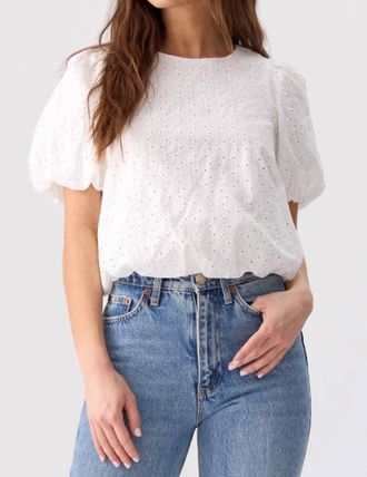 Greylin Lisette Eyelet Cotton Blouse In White