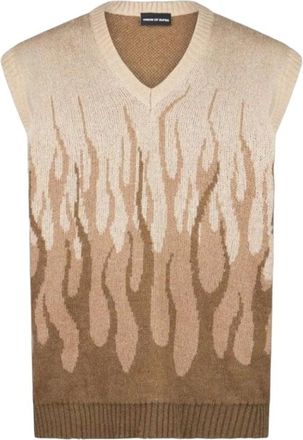 Vision Of Super Sleeveless Knitwear, male, Beige, Size: L Stylish Sweatshirts and Hoodies