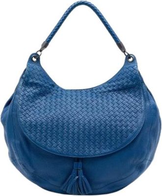 Bottega Veneta Pre-owned Shoulder Bags, female, Blue, Size: ONE SIZE Pre-owned Woven Hobo Bag