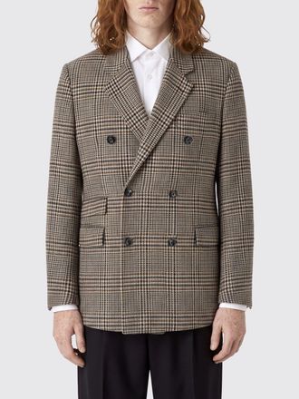 Emporio Armani Blazer doppiopetto in lana vergine con motivo pied-de-poule