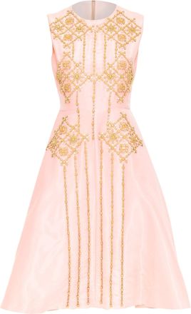 Roksanda Ilincic ILINCIC 2013 pink silk shantung yellow crystal embellished dress UK10 M