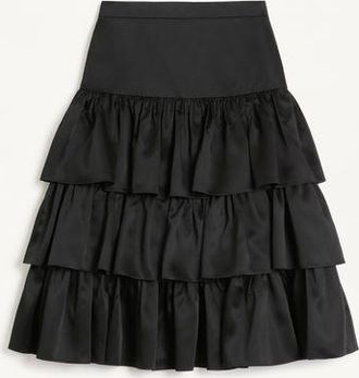 Valentino Gonna A Balze In Raso Donna NERO 36