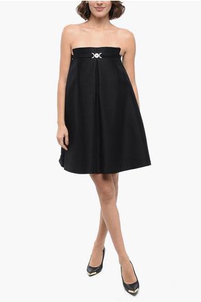 Versace Abito a Trapezio Smanicato con Pieghe a Cannoncino taglia 40