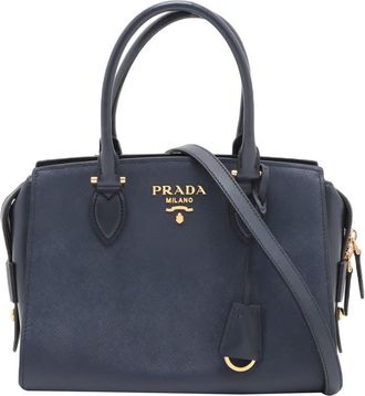 Prada Pre-owned Prada Saffiano and Soft Calf Satchel Ladies S4CV754V9XHJA0NH
