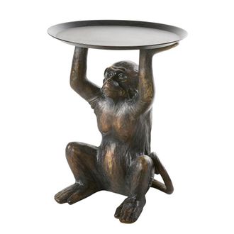 Maisons du monde Mesa auxiliar mono marr&oacute;n