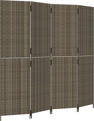 vidaXL Biombo De 4 Paneles Rat&aacute;n Sint&eacute;tico Gris Vidaxl
