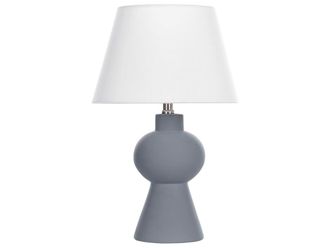 Beliani L&aacute;mpara de mesa cer&aacute;mica gris