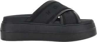 Hogan Zwarte Plateausandalen met Gekruiste Banden - Dames - Sandalen - Zwart - 36 1/2 EU - Schoenen