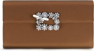 Roger Vivier Womens Satin Clutch Efflorescence Cacao Silk Bags