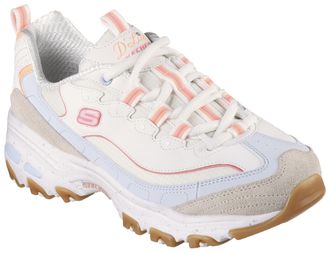 Skechers Sneaker SKECHERS DLITES-BOLD VIEWS, Damen, Gr. 35, bunt (natur, multi), Leder, Textil, Schuhe Sneaker, Freizeitschuh, Halbschuh, Schn&uuml;rschuh mit Air-C