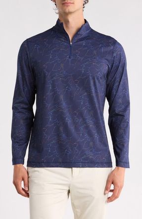 Bugatchi Rib Half Zip Pullover in Midnight at Nordstrom Rack, Size Xxx-Large