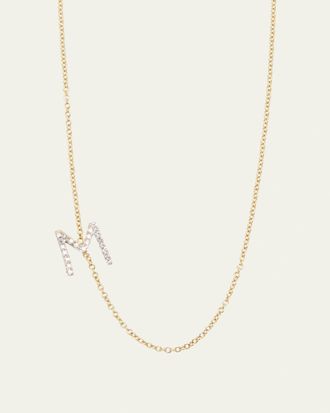 Zoe Lev Jewelry Diamond Asymmetrical Initial Necklace