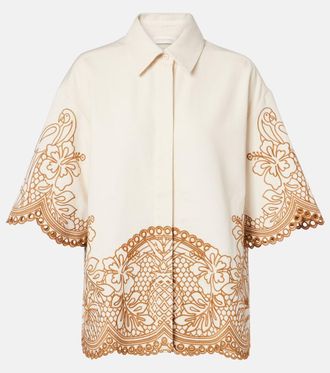 Zimmermann Camisa Como de algod&oacute;n bordada