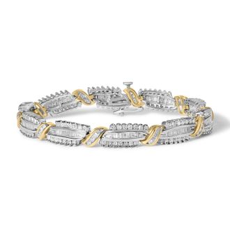 House of Brilliance 14K Two Tone Gold 3.00 Cttw Diamond Multi Row and S Link Bracelet