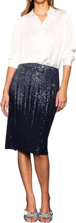 Skies Are Blue Clothing Ombre Sequin Pencil Skirt In Navy