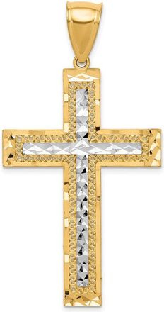 Diamond2Deal 10k Yellow Gold Rhodium Diamond-Cut Cross Pendant