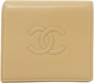 Chanel Beige Grained Calfskin Wallet (Bi-Fold) (Pre-Owned)