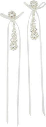 Simone Rocha Oorhangers met Striklint - Dames - Oorbellen - Wit - ONE Size - Polyester - Accessoires