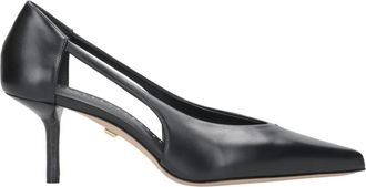 Max Mara Zwarte Leren Hakken met Logo - Dames - Pumps - Zwart - 38 EU - Leer - Schoenen