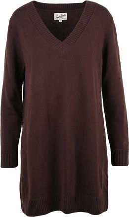 MC2 Saint Barth Long Knit Dress With Deep V-Neckline And Relaxed Fit