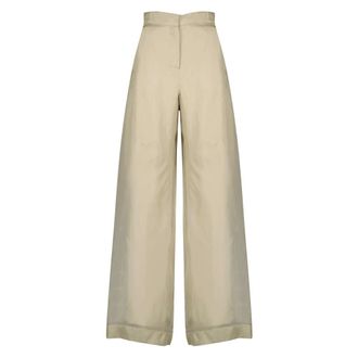 Max Mara Olivi Trousers - female - Max Mara - Wide Trousers - Beige - 2XS - Trousers