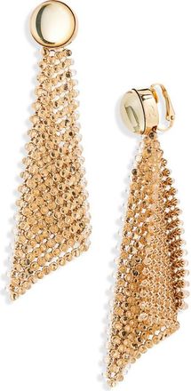 Paco Rabanne Crystal Mesh Clip-On Drop Earrings in Gold /Transparent at Nordstrom