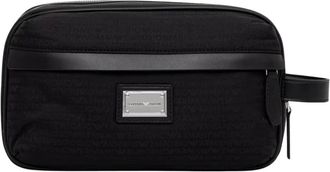 Emporio Armani Beauty case con chiusura a zip e manico laterale in pelle - - Bags - Uomo - Nero - ONE SIZE