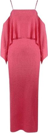 Tom Ford Spaghetti Strap Maxi Jurk met Ruches - Dames - Maxi kleedjes - Roze - S - Kleedjes
