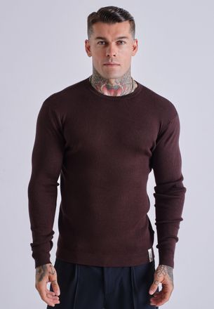 Siksilk Camiseta de Punto de Manga Larga Marr&oacute;n para Hombre XXL