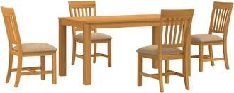 vidaXL Conjunto De Comedor 5 Uds. Beige Madera De Roble S&oacute;lido Vidaxl