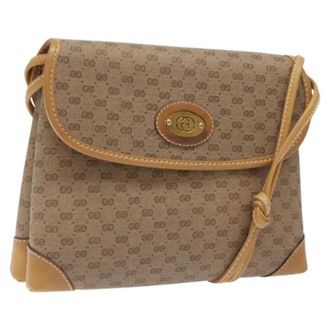 Gucci Pre-owned Leather gucci-bags - Dames - Vintage Schoudertas - Beige - ONE Size - Leer - Vintage