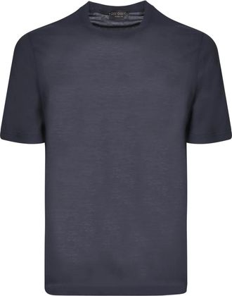 Dell'Oglio Blauwe T-shirts voor mannen - Heren - T-shirts - Blauw - 2XL - Katoen - Tops