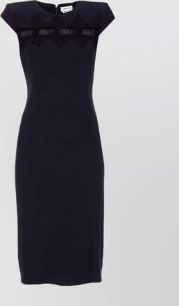 Alexander McQueen slit back cap sleeve crewneck lace midi dress