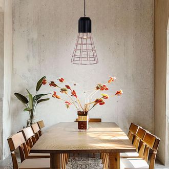 Searchlight Gabbia vintage lampada a sospensione a sospensione sala da pranzo cucina lampada a sospensione rame