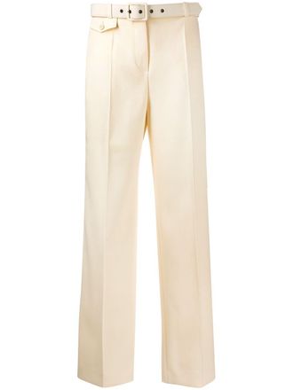 Givenchy belted straight trousers - women - Cotton/Polyester/Wool - 36 - Neutrals