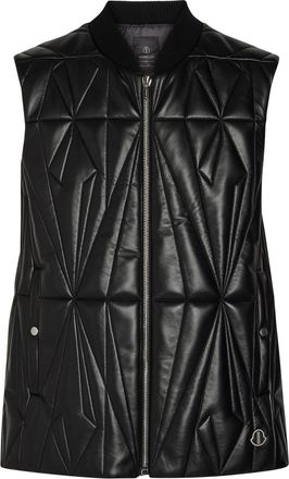 Rick Owens X Moncler Geocamo Padded Leather Flight Vest - Black - 3 (S)