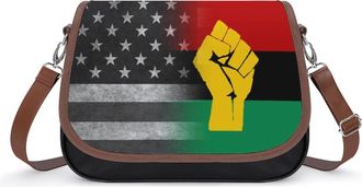 Generic Vintage US Black Power African Flag Fashion Womens Crossbody Bags Novelty Handbag Shoulder Bag Purse