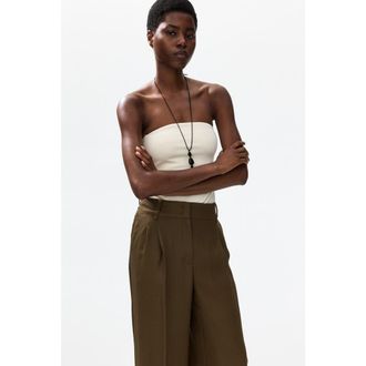 H&M Wide Tailored Trousers in Dark Khaki Green at Nordstrom, Size 10