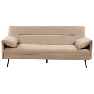 Beliani Sof&aacute; Cama 3 Plazas Tapizado Repelente Al Agua Reposabrazos Ajustables Acolchado Extra Mecanismo Clic Clac Patas De Metal Sala De Estar Dormitorio Marr
