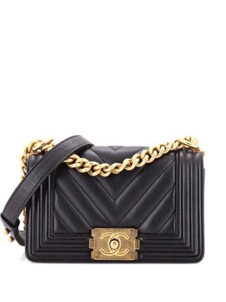 Chanel Boy Flap Bag Chevron Lambskin Small shoulder bag - Black