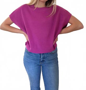 Pinch Design Heidi Boxy Knit Top In Fuchsia