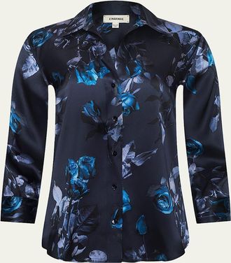 L'agence Dani Silk Button-Front Blouse