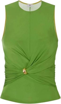 Elisabetta Franchi Gedrapeerde Viscose Jersey Top - Dames - Tops zonder mouwen - Groen - L - Tops
