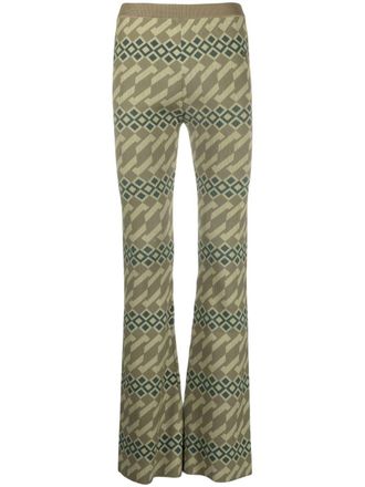 Acne Studios geometric-print straight-leg trousers - unisex - Cotton/Polyester - M - Green