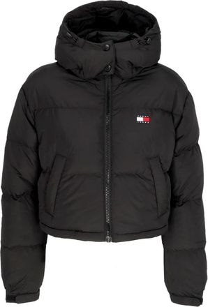 Tommy Hilfiger Zwarte Pufferjas met hoge kraag - Dames - Gewatteerde jassen - Zwart - M - Polyester - Jassen
