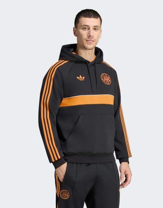 adidas Ajax Amsterdam Originals felpa con cappuccio nera-Nero